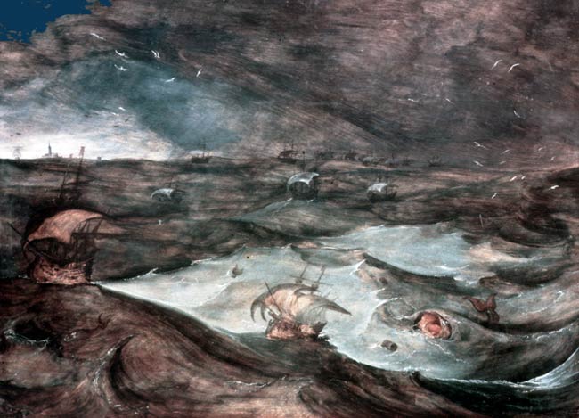 Storm op zee, Pieter Brueghel, 1568